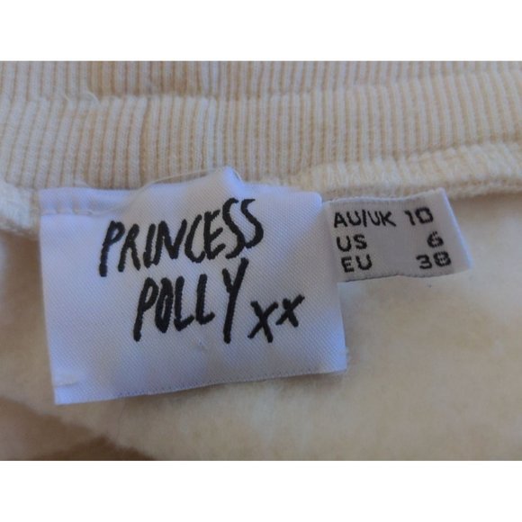 Princess Polly Women's Fleece Mini Skirt A-Line Y2K Drawstring Waist Cream Sz 6 - Picture 6 of 9